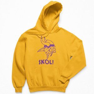 NEW Minnesota Vikings Skol! Big Logo Fleece Pullover Hoodie GOLDEN YELLOW